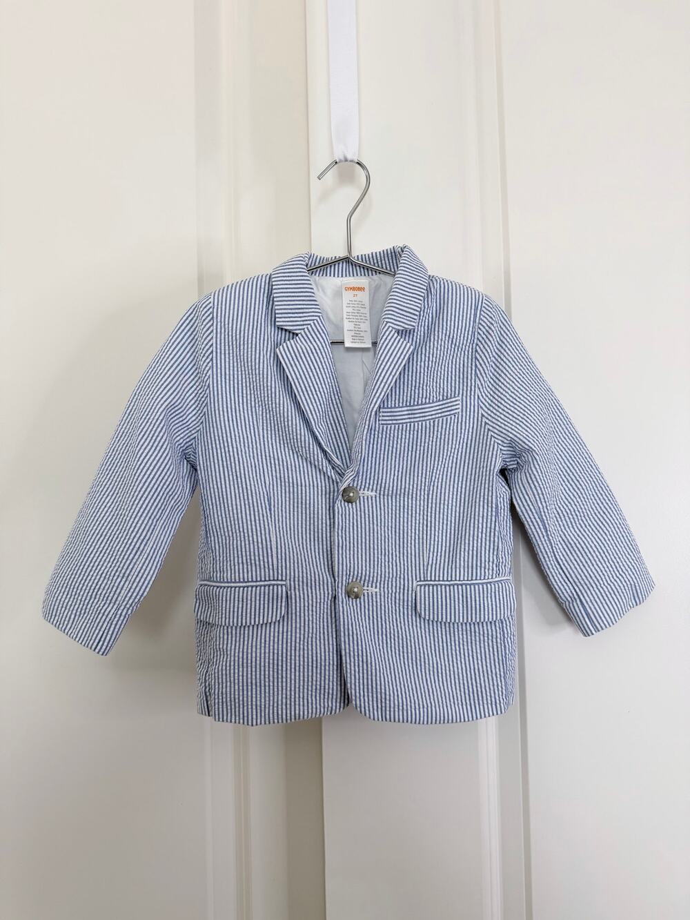 Gymboree Boys Seersucker Stripe Blazer Jacket blue white